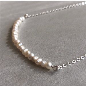 Estrella & Luna Freshwater Pearl Bar Necklace in Ivory and Silver